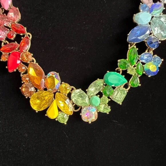 J.Crew Multicolor Crystal Statement Necklace Rainbow Pride Rare Collecto… - Picture 3 of 11
